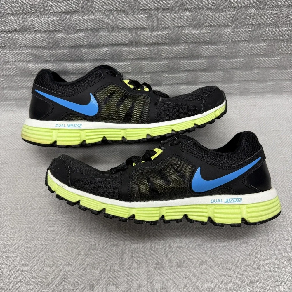 Nike Dual Fusion ST 2 Running Shoes Womens Size 8.5 Black Volt Blue 454240-018 - Picture 7 of 9